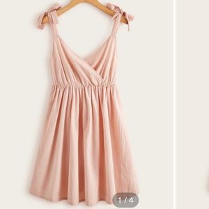 Romwe Light Pink Tie Strap Dress